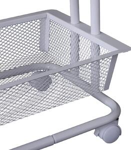 Carrello da Cucina Multiuso Salvaspazio 3 Livelli in Acciaio a Rete Bianco 40x30x79 cm