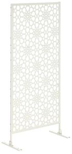 Outsunny Pannello frangivista decorativo esterno bianco con motivo in metallo - 92 x 45 x 198 cm
