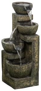 Outsunny Fontana da giardino d'ornamento zen portata regolabile pompa ad acqua sommersa inclusa dim. 25L x 24l x 60H cm resina nero