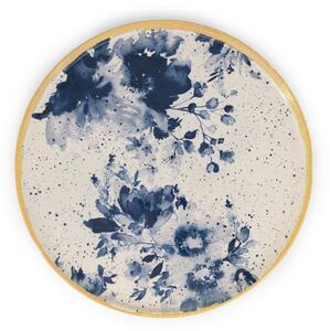 Piatto piano Indigo in stoneware beige blu cm 27