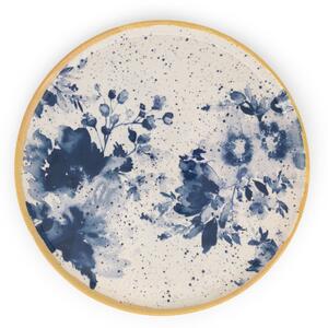 Piatto frutta Indigo in stoneware beige blu cm 21