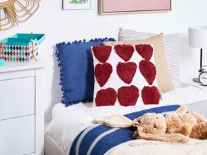 Set di 2 cuscini decorativi in cotone rosso e bianco 45 x 45 cm quadrati Cuscino moderno Boho Decor Accessori Beliani