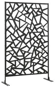 Outsunny Pannello schermo balcone decorativo esterno con motivo geometrico forato in acciaio 122 x 45 x 198 cm nero