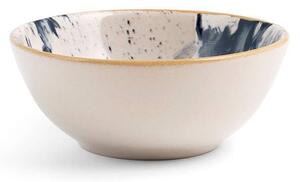 Coppetta tonda Indigo in stoneware beige blu cm 10