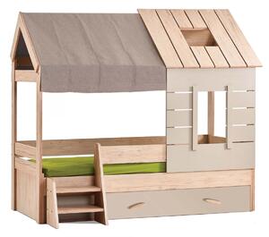 Letto bambini Montessori casetta Iris Grigio 90x200cm, Quiero solo la cama tipi - Cama + cajón de almacenaje