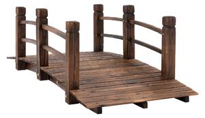 Outsunny Ponte da Giardino - Ponte per Laghetto - passerella in Legno - Decorazione Giardino dim. 152,5L x 67l x 48H cm - Legno di Abete trattato carbonizzazione