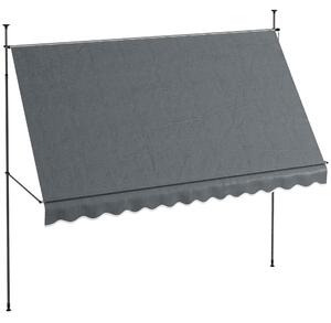 Outsunny Tendalino autoportante manuale retrattile 3,5L x 1,2l x 2,1-3H m inclinazione regolabile metallo alluminio poliestere grigio scuro