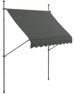 Outsunny Tendalino autoportante manuale retrattile 2,5 x 1,2 x 2,1-3 m inclinazione regolabile metallo alluminio poliestere grigio scuro