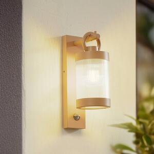 Lindby applique da esterno Yrene, 20 cm, beige, sensore, ondulazione Yrene Lindby, dimmerabile, Crema / Ambra, Alluminio, Moderno