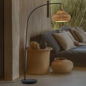Lucande lampada da terra da esterno Taniola, beige, rattan, 195 cm, IP44