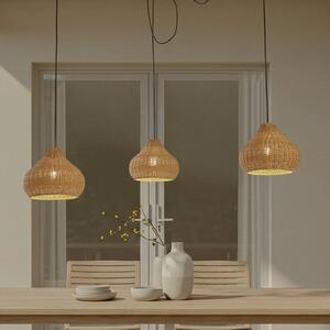 Lucande lampada a sospensione da esterno Taniola, a 3 luci, beige, rattan, IP44