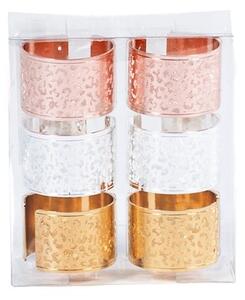 Set 6 legatovaglioli in metallo decoro animalier nei colori oro silver rame