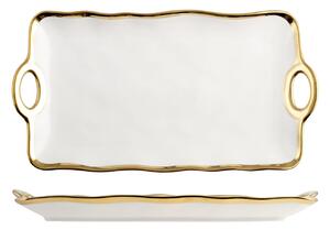 H&H Vassoio Gala In Porcellana Bordo Oro Cm23,5X45