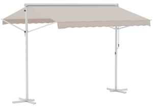 Outsunny Store Doppia Pendenza 3 x 3 m Manuale retrattile Inclinazione regolabile Acciaio epossidico Bianco Poliestere impermeabile Anti-UV Beige
