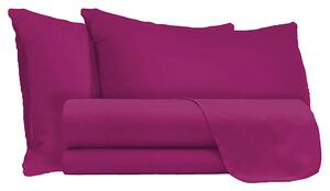 Set Lenzuola Matrimoniale Sopra Sotto e Federe Tinta Unita Fucsia