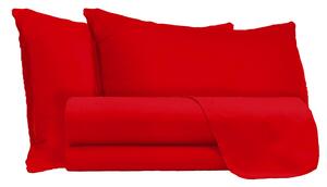 Set Lenzuola Matrimoniale Sopra Sotto e Federe Tinta Unita Rosso