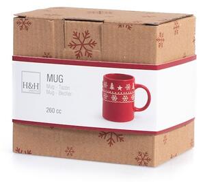 Set 6 mug in ceramica decoro natale colore rosso cc 260