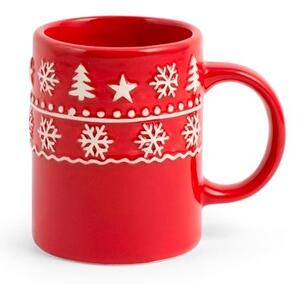 Set 6 mug in ceramica decoro natale colore rosso cc 260