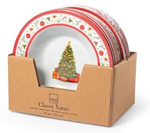 Set 12 piatti fondi Classy Xmas in porcellana decorata cm 21,5