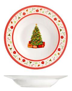 Set 12 piatti fondi Classy Xmas in porcellana decorata cm 21,5