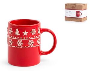 Set 6 mug in ceramica decoro natale colore rosso cc 260