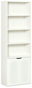 HOMCOM Libreria Moderna 4 Ripiani con Armadietto a 2 Ante in Legno, Mobile Multiuso per Soggiorno, Ufficio e Studio, 59x29x180cm, Bianco|Aosom