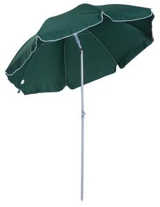 Outsunny Ombrellone da Esterno, Giardino, Terrazza Portatile Φ220cm con Tettuccio Inclinabile in Poliestere Verde Scuro|Aosom