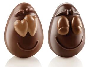 Stampo 2 uova di pasqua di cioccolato Smiling Eggs termoformato 82x77 h 107 mm