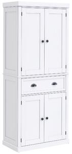 HOMCOM Mobile Cucina con Armadietto Superiore e Inferiore e Cassetto Centrale in MDF, Truciolato e Metallo, 76x40.5x184cm, Bianco|Aosom