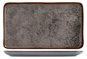 Piatto rettangolare Velvet in stoneware marrone grigio cm 24x14