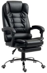 HOMCOM Sedia da Ufficio ad Altezza Regolabile con Schienale Reclinabile e Poggiapiedi, 64.5x69x117-127 cm, Nero|Aosom
