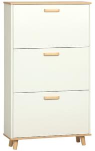 HOMCOM Mobile Scarpiera Salvaspazio in Truciolato con 3 Cassetti e 2 Ripiani Interni Regolabili, 70x23.5x122 cm, Bianco