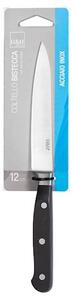 Set 6 coltelli bistecca punta liscia Black&Steel in acciaio inox manico nero cm 12