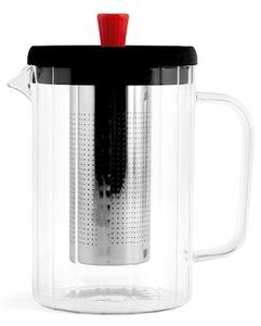 Teiera alta in vetro borosilicato trasparente con filtro in acciaio inox 18/10 lt 1