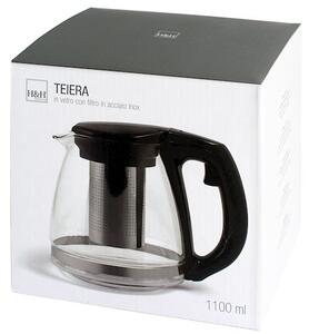 Teiera in vetro borosilicato con filtro inox lt 1,10