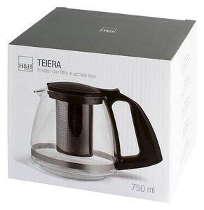 Teiera in vetro borosilicato con filtro in acciaio 18/10 inox cc 750