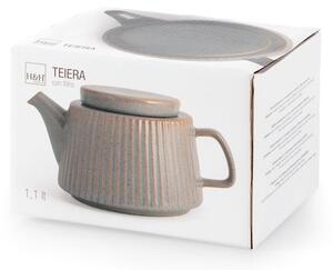 Teiera in stoneware grigio con coperchio e filtro in acciaio inox lt 1,10