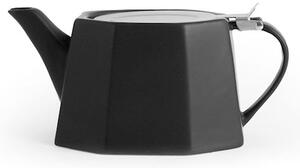 Teiera in stoneware nero con coperchio e filtro in acciaio inox lt 0,85