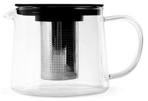 Teiera bassa in vetro borosilicato trasparente con filtro in acciaio inox 18/10 lt 1