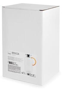 Teiera in vetro borosilicato bocciardato trasparente con filtro in acciaio inox 18/10 e manico color ambra lt 1,6