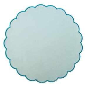 Set 4 tovagliette in cotone azzurro forma tonda sagomata cm 38