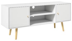 HOMCOM Mobile TV 55" max con 2 Armadietti e 2 Ripiani Aperti, in Legno e Truciolato, 120x34x50 cm, Bianco|Aosom