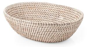 Cestino ovale in rattan sbiancato cm 26x7,5h