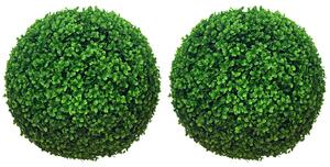 HOMCOM Set di 2 Piante Finte Sfera di Bosso Ø40cm, Decorazione per Interno ed Esterno, Verde|Aosom