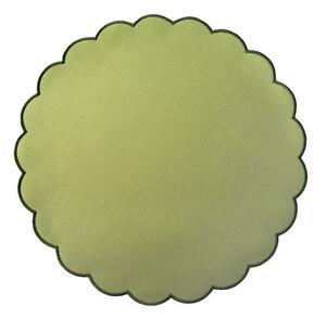 Set 4 tovagliette in cotone verde forma tonda sagomata cm 38