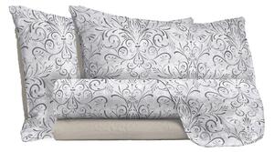 Set lenzuola Matrimoniale stampa sopra Sotto e Federe Ornato Grigio
