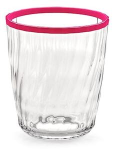 Set 12 bicchieri assortiti in acrilico trasparente bordo colorato cl 43