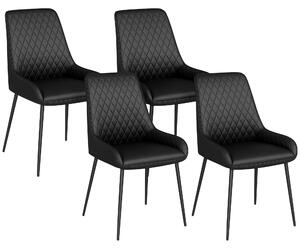 HOMCOM Set 4 Sedie da Pranzo Imbottite, Ergonomiche e Trapuntate a Diamante, in Pelle PU e Acciaio, 49x60x89 cm, Nero