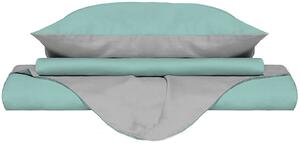 Copripiumino Matrimoniale con Sacco e Federe Doubleface Verde Acqua/Grigio Chiaro