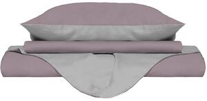 Copripiumino Matrimoniale con Sacco e Federe Doubleface Rosa Antico/Grigio Chiaro